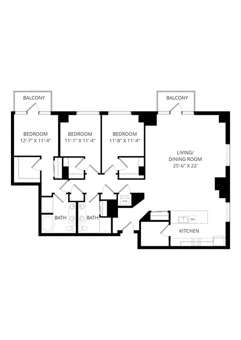 a floor plan of a home with multiple bedrooms and a living room